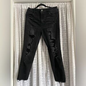 Distressed Black Women's Jeans